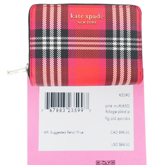 Kate Spade New York Smile Foliage Plaid Small Shoulder Bag & Wallet Set - Picture 7 of 9